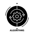 algorithms icon, black vector sign with editable strokes, concept illustration
