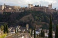 Alhambra above Albaicin District in Granada Royalty Free Stock Photo
