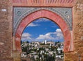 Alhambra arch Granada illustration Albaicin