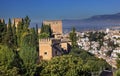 Alhambra Castle Towers Cityscape Granada Andalusia Spain Royalty Free Stock Photo