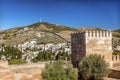 Alhambra Castle Towers Cityscape Wall Granada Andalusia Spain Royalty Free Stock Photo