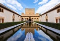 Alhambra, Granada, Spain. The Nasrid Palaces Palacios NazaraÃâes in the Alhambra fortress Royalty Free Stock Photo