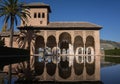 Alhambra Granada Spain palaces Nazaries, symmetrical reflection in the mirror of water