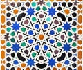 Background of arab tiles, islamic pattern mosaic. Palace of Alhambra in Granada, Andalusia, Spain