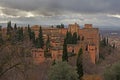 Alhambra moorish castle with city of Granada below