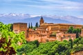 Scenic view of the Alhambra against the backdrop of Sierra Nevada, Granada, Andalusia, Spain.