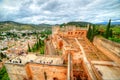 Alhambra Palace and Albaicin Neighborhood from the air, Spain