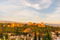 Alhambra palace complex in Granada Spain at sunset Royalty Free Stock Photo