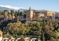 Alhambra palace and gardens at sunset, Granada, Spain Royalty Free Stock Photo