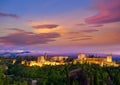 Alhambra sunset in Granada of Spain