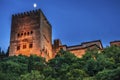 Alhambra Tower Moon Albaicin Granada Andalusia Spain