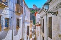 Alhambra towers through the houses of Albaicin, Granada, Spain