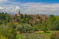 Alhambra. A view from the Generalife garden. UNESCO heritage site. Granada, Andalusia, Spain