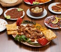 Ali Nazik Sliced Lamb Meat Shish Kebab with appetizers Royalty Free Stock Photo