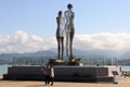 `Ali and Nino` modernistic open-air moving sculpture in the costal park, Batumi, Georgia