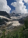 Alibek Glacier is the lowest located and accessible glacier in Dombay Royalty Free Stock Photo