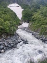 Alibek Glacier is the lowest located and accessible glacier in Dombay Royalty Free Stock Photo