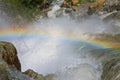 Alibek Waterfall. Dombay Mountains. The Northern Caucas. Rainbow Royalty Free Stock Photo