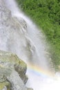 Alibek Waterfall. Dombay Mountains. The Northern Caucas. Rainbow Royalty Free Stock Photo