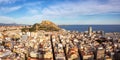 Alicante Alacant overview of town city and castle view Castillo Santa Barbara travel traveling holidays vacation panorama in Spain
