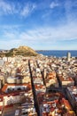 Alicante Alacant overview of town city and castle view Castillo Santa Barbara travel traveling holidays vacation portrait format