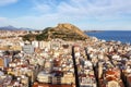Alicante Alacant overview of town city and castle view Castillo Santa Barbara travel traveling holidays vacation in Spain