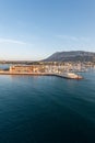 Alicante Denia port marina and Montgo in mediterranean sea