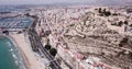 Alicante embankment and Mount Benacantil with medieval fortified castle on Mediterranean coast, Spain