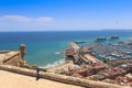 Alicante Santa Barbara castle with panoramic aerial view at the Royalty Free Stock Photo