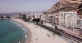 Aerial view of Alicante city with Benacantil mountain and Castle of Santa Barbara, Spain