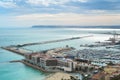 ALICANTE, SPAIN - FEBRUARY 12, 2016: A view from Santa Barbara Castle to a port of the city with a plenty of yachts