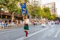 ALICANTE, SPAIN - JUNE 25 2023: Boy walking in march in raditional spanish dress, hogueras San Juan festival