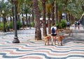 Alicante, Spain - June 30, 2016: The promenade Explanada of Spain in Alicante is paved with 6.5 million marble floor Royalty Free Stock Photo