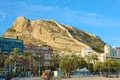 ALICANTE, SPAIN - NOVEMBER 29, 2019: Alicante city and Santa Barbara castle on Benacantil mount, Spain