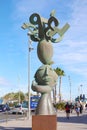 ALICANTE, SPAIN - NOVEMBER 29, 2019: El adivinador is an abstract sculpture in bronze between Puerta del Mar square and Plaza del