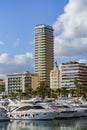 Tall building outstanding in city. Hotel Gran Sol Alicante Spain