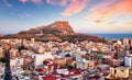 Alicante - Spain, View of Santa Barbara Castle on Mount Benacantil Royalty Free Stock Photo