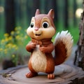 Alice Chip Squirrel: Realistic Wood Toy Figurine With Vibrant Colors