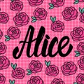 Alice Name card with lovely pink roses. Vector illustration. Royalty Free Stock Photo