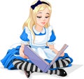 Alice reading a book Royalty Free Stock Photo