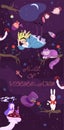 Alice`s banner in wonderland. Alice Falls, Characters. Vector set