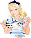 Alice takes tea cup Royalty Free Stock Photo