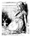 Alice Watches the White Rabbit Run Away vintage illustration Royalty Free Stock Photo