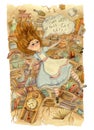 Alice in Wonderland. Alice is falling down into the rabbit hole. Royalty Free Stock Photo