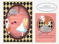 Alice in Wonderland. Cheshire cat. Birthday Invitation. Royalty Free Stock Photo