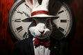 Alice in Wonderland, Cheshire Cat, White Rabbit with watches,queen,fairy tale, rabbit hole fantasy, imaginary world Royalty Free Stock Photo
