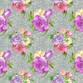Alice In Wonderland Cute Watercolor Roses Seamless Pattern