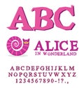 Alice in Wonderland font. Fairy ABC. mad Alphabet Cheshire Cat.