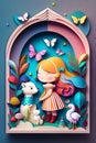 Alice in the Wonderland papercut colorful art