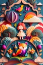 Alice in the Wonderland papercut colorful art